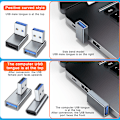 Miniatyrbilde 5 av 5: 90 graders venstre høyre opp og ned Vinklet USB 3.0 A Hann til Hunn Ekstra Sølv Silver 1