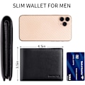 Miniatyrbild 6 av 6: Läderplånböcker för män, äkta läderplånböcker för män, RFID-blockerande plånbok för män med 2 ID-fönster (svart)