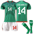 Pikkukuva 1 / 6: Meksiko Kotipaita MM-kisat 2022/23 Chicharito #14 Jalkapallopaita T-paita Shorts Sarja Jalkapallo 3-osainen Sarjat Lapsille Aikuisille Adult XS（160-165cm）