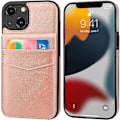 Pikkukuva 2 / 5: Iphone 13 Lompakkokotelo luottokorttipaikalla, Premium Nahkainen Magneettilukko Jalusta Kestävä Suojakotelo Iphone 13:lle (Ruusukulta)