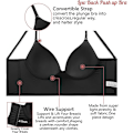 Miniatyrbilde 3 av 8: BH med lav rygg for kvinner Push Up Deep V Neck Backless BH Svart Black L
