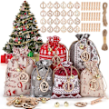 Miniatyrbilde 1 av 5: 24 Adventskalenderposer, Adventskalender til å fylle, DIY Julegaveposer, Julegavekalender håndverksett, stoffpose