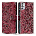 Miniatyrbillede 1 af 4: Frosted Læder Etui til Mandala Emed Retro Telefon Rød(FQ) For Samsung Galaxy S21 Ultra 5G Red