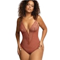 Miniatyrbilde 1 av 5: Lace Shapewear Body for Kvinner - Magekontroll - Lys Rød Light Red XL