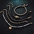Miniatyrbillede 4 af 4: Bohemia Shell Charm Pendant Anklet Set 5 stk. Sort læderkæde flet