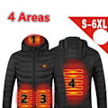 Miniatyrbillede 1 af 7: Mænd 19 Områder Opvarmet Jakke USB Vinter Udendørs Elektrisk Opvarmning Jakker Varme Sprots Termisk Frakke Tøj Opvarmet Bomuldsjakke 4 Områder Sort 4 Areas Black Asian size 4XL