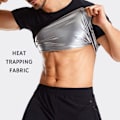 Miniatyrbild 4 av 5: Bastu svett kostym viktminskning Shapewear topp skjorta midja väst tränare träning träning fitness gym korta ärmar män 3X Large