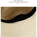 Miniatyrbilde 5 av 5: Hatt i Panama-stil i strå for damer, Fedora, strandhatt med bred brem, rullbar stråhatt, UPF 50+, 1 stk Fedora Beige 1 Pc Fedora Beige One Size