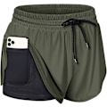 Miniatyrbillede 1 af 5: Kvinder's Drawstring Talje Atletiske Løbeshorts med Liner Inderlomme$Kvinder's Dobbelt Lag Drawstring Elastisk Talje Atletiske Shorts med