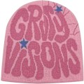 Miniatyrbillede 1 af 3: Hætte Intage Elastisk Vinter Strikket Hætte Vinter Varmt Jacquard Hætte Hætte Y2K Hætte Web Hætte Skullies Hætte Web Hætte Hætte Baggy -Pink