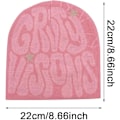 Miniatyrbillede 2 af 3: Hætte Intage Elastisk Vinter Strikket Hætte Vinter Varmt Jacquard Hætte Hætte Y2K Hætte Web Hætte Skullies Hætte Web Hætte Hætte Baggy -Pink