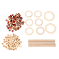 Miniatyrbillede 4 af 4: JFJC Macrame Kit til begyndere Bomulds Macrame Snor med Træperler Træringe Macrame Planteophæng Kit Macrame Tilbehør