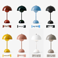 Miniatyrbillede 3 af 3: Svampeblomst Genopladelig LED Bordlampe, Natlampe til Soveværelse, Spisebord, Enkel Moderne Høj Kvalitet Dekoration -CH -GLS Dark Green