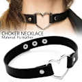 Miniatyrbillede 3 af 5: PU Læder Choker Halskæde Justerbar Hjertekæde Halsbånd Fik BlackC Circle