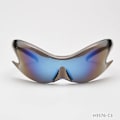 Miniatyrbilde 5 av 7: 2024 Oversized Solbriller for Kvinner - Mote UV400 En-delt Polygon Solbriller for Kvinner Punk Goggle man solbriller C2 picture