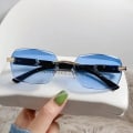 Miniatyrbild 3 av 7: 2024 Lyxiga märkesdesigner Diamantslipade Ramlösa Solglasögon Kvinnor Trä Färg Ram Liten Rektangel Män Solglasögon med Anpassad Logotyp C5 2024 New Rimless Sunglasses