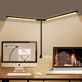 Miniatyrbillede 2 af 5: Studie øjenbeskyttende bordlampe, dobbelt-hoved klemme lampe, LED skrivebordslampe, øjenbeskyttende studielampe til kollegieværelse, computerskærmlampe