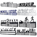 Miniatyrbild 1 av 4: \"Never Stop & I Did it\" Inspirerande Medaljhållare för Löpning och Simning - Väggmonterad Display med Monteringskit och Skruvar - Svart NO LIMITS