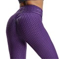 Miniatyrbild 1 av 5: Damtights med hög midja, yogabyxor, Tiktok Scrunch Butt Jacquard Ruched Booty Tights, magkontroll, rumplyft, grå, vit, svart, lila, Fitn, lila Purple S