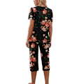Pikkukuva 4 / 5: Naisten pyjama 2-osainen yöasu lyhythihainen T-paita ja capri-housut musta musta Black XL