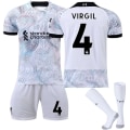Miniatyrbillede 1 af 11: 22-23 ny udebane helt hvid korrekt version nr. 11 Salah 27 Nunez 23 Diaz fodboldtrøje Size 4 with socks #L