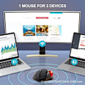 Miniatyrbillede 5 af 5: Trådløs Trackball-mus - 2.4G USB + Dual Bluetooth Rollerball-mus, Enkel tommelfingerkontrol, Genopladelig ergonomisk mus Trackball til Mac, bærbar computer black red ball
