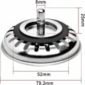 Miniatyrbillede 4 af 5: Vaskestop hul si, 2 stk 80 mm rustfrit stål beskyttelse vask afløbsstop til køkken badeværelse bruser