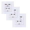 Miniatyrbilde 3 av 9: Strøm med 2 USB-ladeplasser Overspenningsvern EU-standard stikkontakt Veggpanel stikkontakt for hjem, kontor, hotell Black 0.13