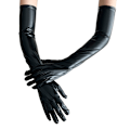 Miniatyrbillede 1 af 5: Sorte lange imiterede læderhandsker til sexede kvinder Lange latexhandsker