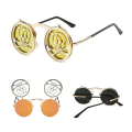 Pikkukuva 1 / 7: Retro-henkilöllisyyden heijastavat uudet miesten metalliset aurinkolasit Steampunk-käännettävät aurinkolasit 2024 C5  Picture Color Round Sunglasses