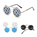 Pikkukuva 1 / 7: Retro-henkilöllisyyden heijastavat uudet miesten metalliset aurinkolasit Steampunk-käännettävät aurinkolasit 2024 C8  Picture Color Round Sunglasses