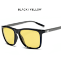 Miniatyrbillede 1 af 6: AORON Polariseret Solbriller Mænd Klassiske Kvadratiske Solbriller UV400 Spejl Aluminium Ben Briller Sort Gul Black Yellow Package 2