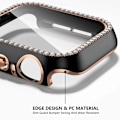 Miniatyrbillede 3 af 7: Bling Glass+ cover til Apple Watch Case 45mm 41mm 40mm 44mm 42mm 38mm Diamant bumper+skærmbeskytter iwatch serie 7 9 8 5 6 SE C rosafarvet C rose pink 40mm Series 654 SE