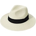 Miniatyrbillede 1 af 5: Damer Straw Panama Hat Fedora Strand Sol Hat Bred Brätte Straw Roll up Hat UPF 50+ Beige Beige One Size