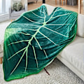 Miniatyrbilde 3 av 5: 1 stk Flanellteppe i grønt bladform, mykt og koselig teppe for søvn, reise, sofa, seng, kontor, hjemmedekor, feriegave Grønn Green 130*150cm