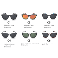 Miniatyrbillede 6 af 7: Luksus Mørke Sorte Solbriller Designer Stilful UV400 Beskyttelse Polariseret Nuancer Solbriller Til Mænd C1 Two-Piece Lens Sunglasses