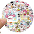 Pikkukuva 4 / 4: 100 söpöä tarraa Paketti Hello Kitty Tarrat Mymelody&Kuromi Tarrat Cinnamoroll Pompompurin Keroppi