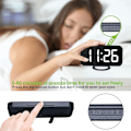 Miniatyrbild 1 av 6: Sovrumsväckarklocka, LED och spegel digital klocka stor skärm med 2 USB-laddningsportar, automatisk dämpning, snooze-funktion, modern skrivbords-/väggklocka