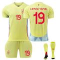 Miniatyrbillede 1 af 2: 2024 UEFA Europamesterskab Børnefodboldtrøje Sæt Spanien Hjemme Nr.19 LAMINE YAMAL Ude Away 26