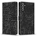 Miniatyrbillede 1 af 4: Frosted Læder Etui til Mandala Emed Retro Telefon Sort(FQ) For Samsung Galaxy S24 FE 5G Black