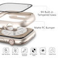 Miniatyrbild 4 av 6: Glass+ Cover för Apple Watch case 9 8 7 6 SE 5 iWatch Accessories Screen Protector Apple Watch Series 45mm 41mm 44mm 40mm 42mm 38mm Vit Vit Vit White 42mm series 321