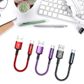 Miniatyrbilde 2 av 10: Kompakt USB C til USB A Lade- og Datakabel 2.4A Laderledning 25cm Kort Kabel Nylon Aluminium Legering Materiale Black 0.03
