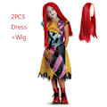 Miniatyrbild 3 av 4: Nightmare Before Christmas Sally Cosplay-dräkt Baby Girls Halloween Maskeradfest Jack Skellington Klänning för barn Sally Sally 120(4T)