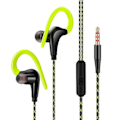 Pikkukuva 1 / 5: 3,5 mm urheilukuulokkeet, juoksukuulokkeet, Hi-Fi-stereobassokuulokkeet mikrofonilla (vihreä)