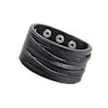 Miniatyrbilde 2 av 2: Håndlaget to-lags lær armbånd for menn og kvinner i punk-stil, bredt, svart