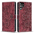 Miniatyrbillede 1 af 4: Frosted Læder Etui til Mandala Emed Retro Telefon Rød(FQ) For Samsung Galaxy S22 Ultra 5G Red