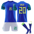 Miniatyrbild 6 av 11: 22-23 Brasilien borta blå nr 20 Vinicius 10 Neymar 18 Jesus tröjset fotbollströja 2223 Brazil away number 18 #S