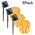 Miniatyrbilde 1 av 5: 7M/12M/22/32M Solcellelys LED-lyssnor Utendørs Festong LED Vanntett Girlander Lyssnor Jul Fest Hage Solcellelampe Dekor 3xVarmt Hvit 3xWarm White 32M 300LED
