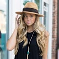 Miniatyrbillede 4 af 5: Dames Halm Panama Hat Fedora Strand Solhat Bred Skygge Halm Rulle op Hat UPF 50+ Fedora Khak Fedora Khaki One Size