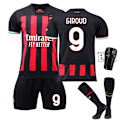 Miniatyrbillede 1 af 11: 22-23 AC Milan hjemme ny nr. 11 Ibrahimovic 9 Giroud 17 Leo 19 Theo fodbold uniform dragt sportstøj No. 9 with socks + protective gear #20